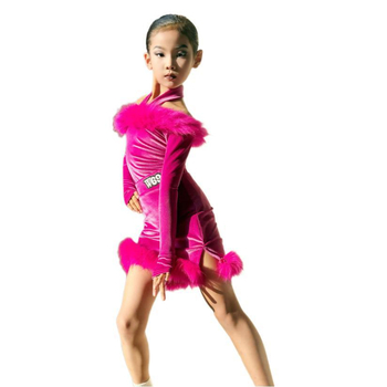 Παιδικό βελούδινο κοστούμι λατιν χορού για παραστάσεις — κορίτσια, σετ φούστα, φθινόπωρο/χειμώνας