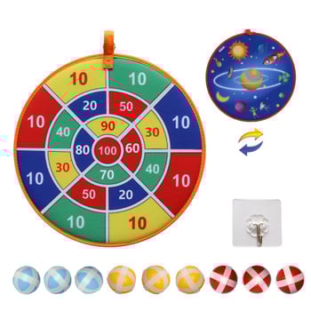 Dječji set dartboarda s plišanom površinom i lopticama s ljepljivom površinom — sigurna igra za unutarnje i vanjske uvjete, uključuje 9 lopti