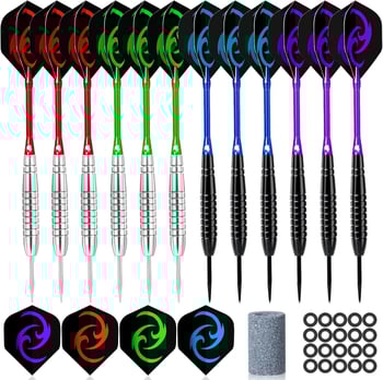 Torpidno oblikovani vrhovi za darts od aluminijske legure, 12 poliranih vrhova, 1 kamen za darts i 20 O-prstena