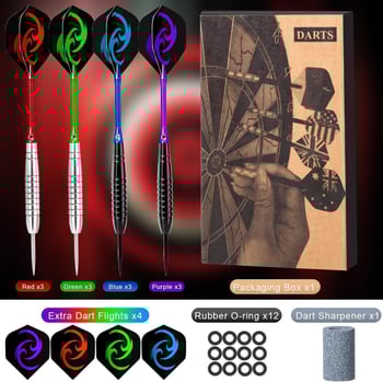 Torpidno oblikovani vrhovi za darts od aluminijske legure, 12 poliranih vrhova, 1 kamen za darts i 20 O-prstena