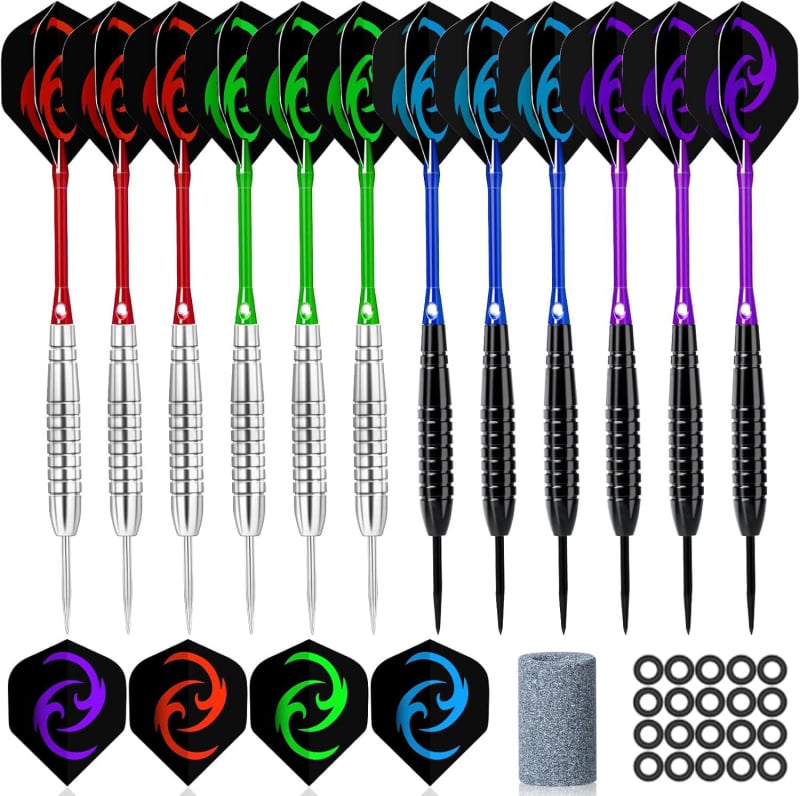 Torpidno oblikovani vrhovi za darts od aluminijske legure, 12 poliranih vrhova, 1 kamen za darts i 20 O-prstena