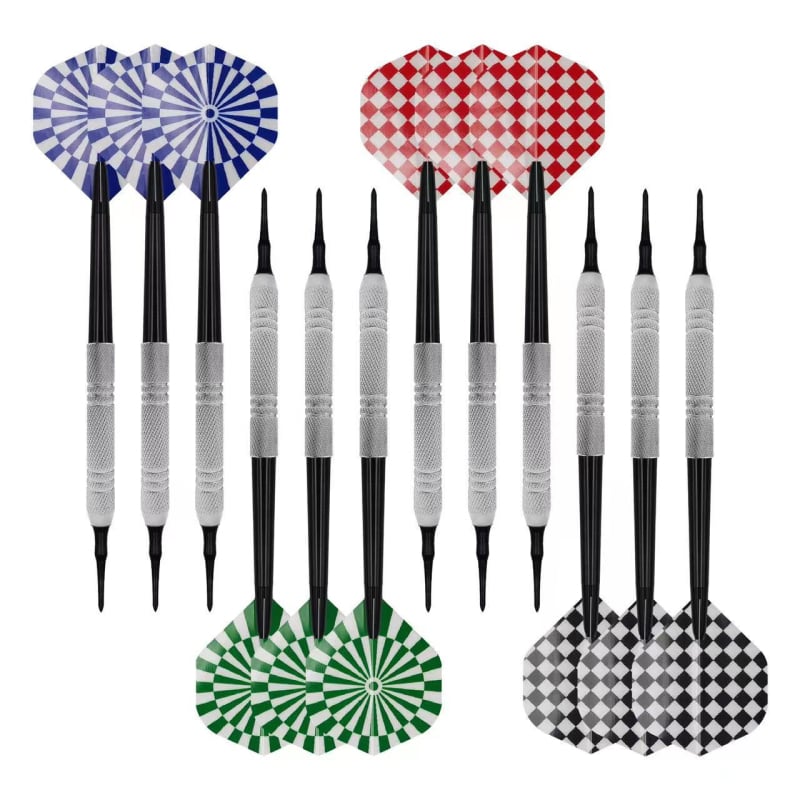 Set elektroničkih darts s mekanim vrhom, 14 g, 12 plastičnih dartova i 100 vrhova