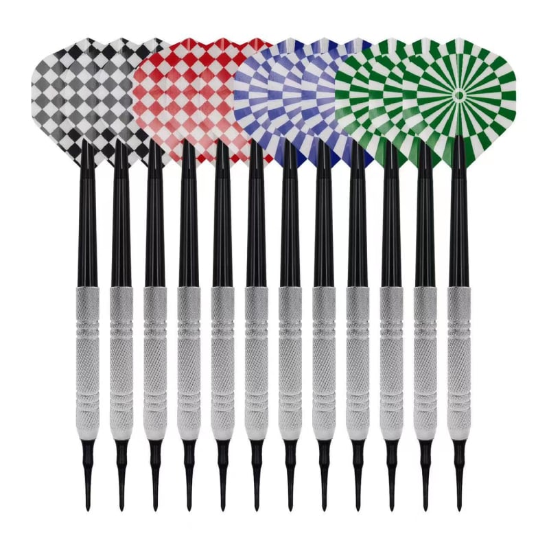 Set elektroničkih darts s mekanim vrhom, 14 g, 12 plastičnih dartova i 100 vrhova