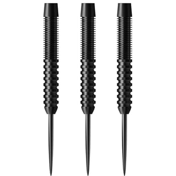 Set od 3 dartova s ravnim tijelom, crne, težine 21 g/23 g/26 g/28 g/30 g, 90% volfram čelik, čelične vrhove, navoj 2BA