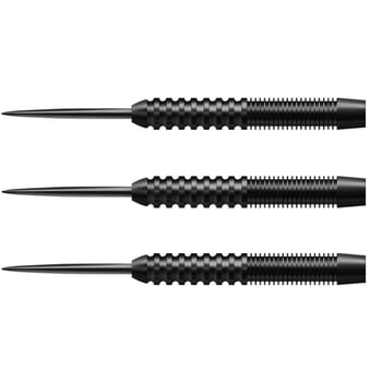 Set od 3 dartova s ravnim tijelom, crne, težine 21 g/23 g/26 g/28 g/30 g, 90% volfram čelik, čelične vrhove, navoj 2BA