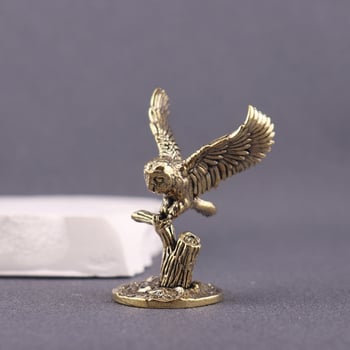 Ορείχαλκος διακοσμητικό γραφείου με κουκουβάγια σε κλάδο, χαρακτική γλυπτό, κινέζικου στυλ ρετρό