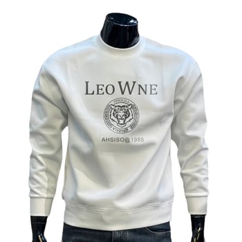 Ανδρικό φούτερ σε αμερικανικό στυλ με στρογγυλό λαιμό, στενό κόψιμο, μακριά μανίκια, εκτύπωση με γράμματα, πολυεστέρας, καθημερινό βασικό στρώμα