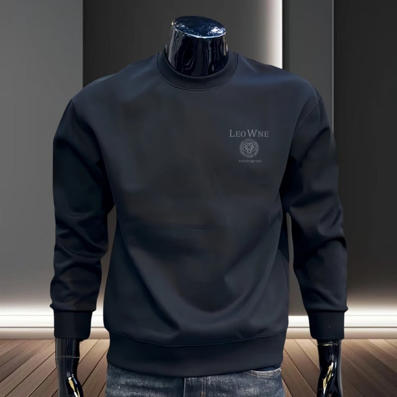 Ανδρικό φούτερ σε αμερικανικό στυλ με στρογγυλό λαιμό, στενό κόψιμο, μακριά μανίκια, εκτύπωση με γράμματα, πολυεστέρας, καθημερινό βασικό στρώμα