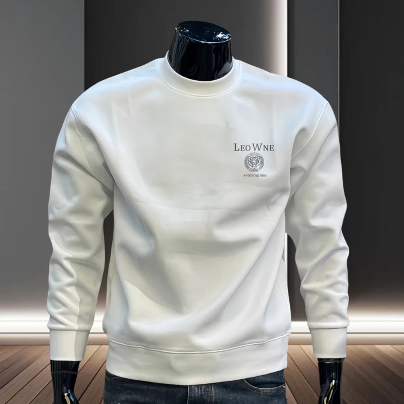 Ανδρικό φούτερ σε αμερικανικό στυλ με στρογγυλό λαιμό, στενό κόψιμο, μακριά μανίκια, εκτύπωση με γράμματα, πολυεστέρας, καθημερινό βασικό στρώμα