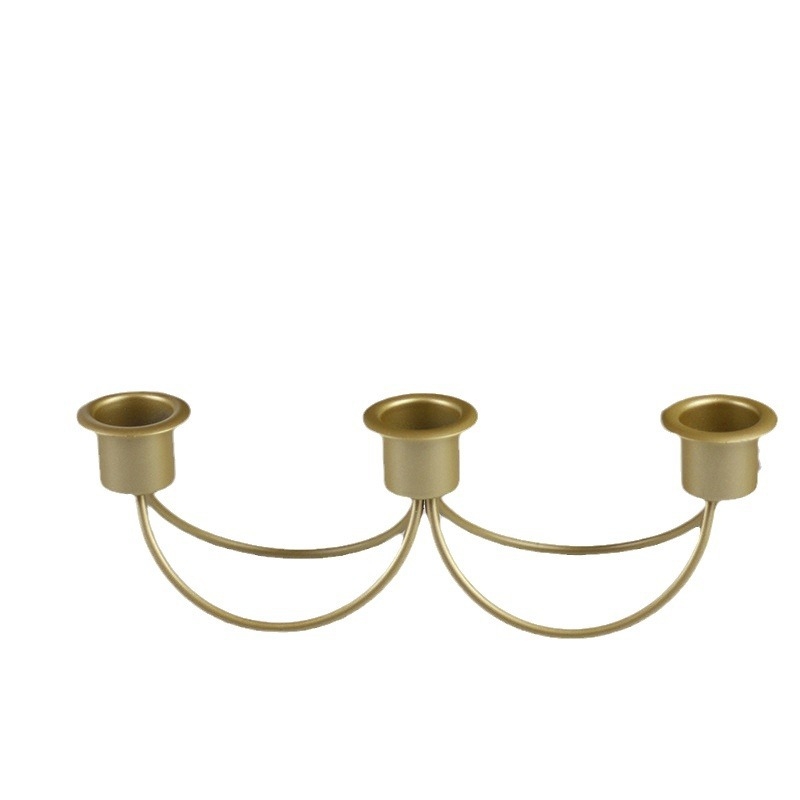 Метален свещник с три глави, европейски стил, декоративно изделие за дома и сватбена украса
