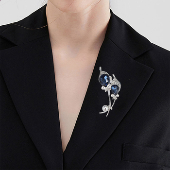 Брошка с имитационни перли във форма Calla Lily, кристал, луксозен дизайн за дами