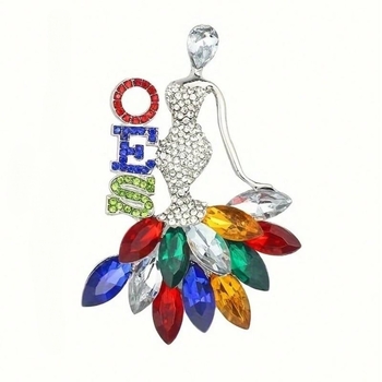 Брошка с кристали Swarovski, русалка, двупосочна игла за пуловер и синджир, подарък за Свети Валентин