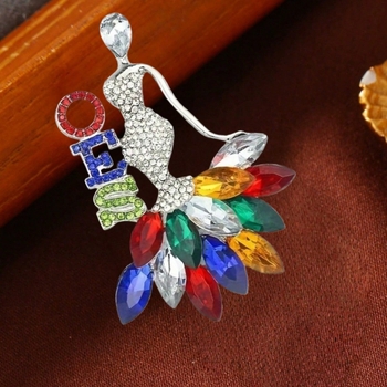Брошка с кристали Swarovski, русалка, двупосочна игла за пуловер и синджир, подарък за Свети Валентин