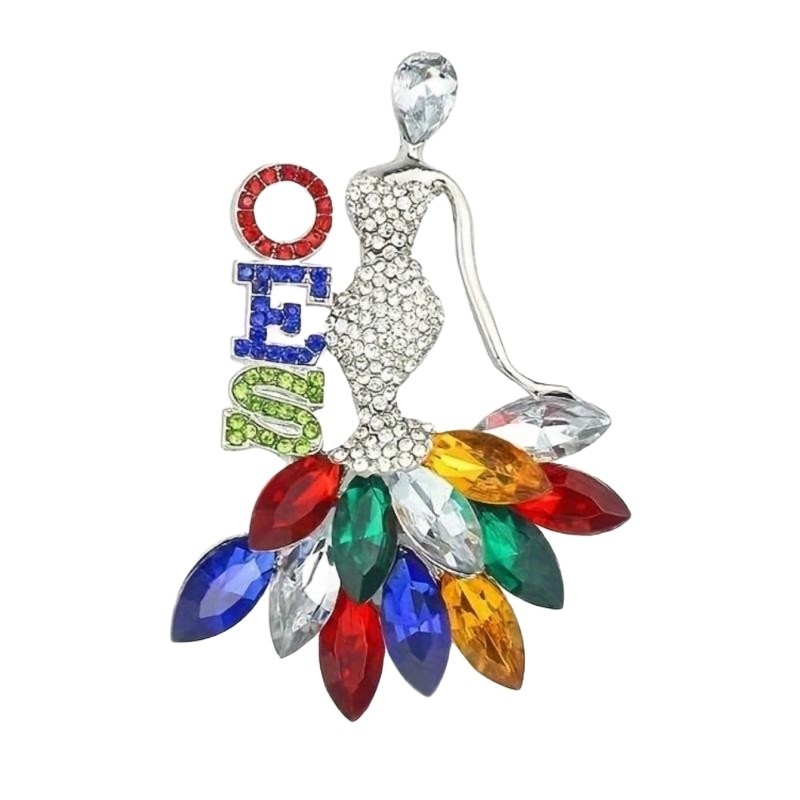 Брошка с кристали Swarovski, русалка, двупосочна игла за пуловер и синджир, подарък за Свети Валентин