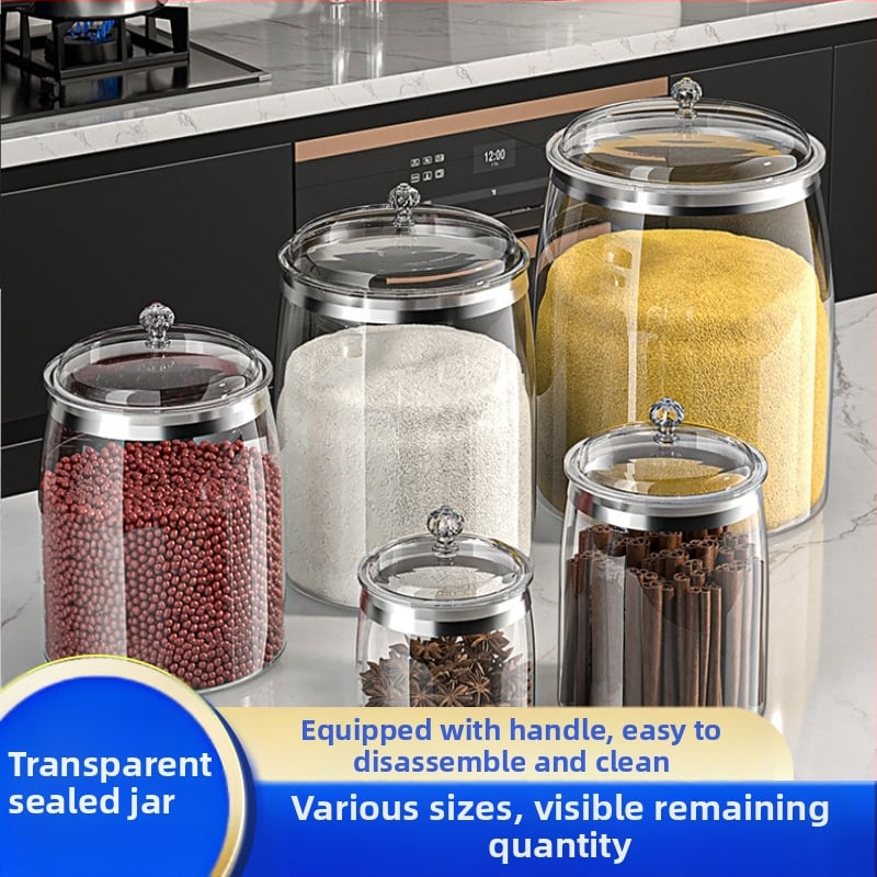 Кутия за съхранение на ориз за кухня, влагозащитена и устойчива срещу насекоми, прозрачен затворен съд за ориз и брашно, капацитет 6–7 л