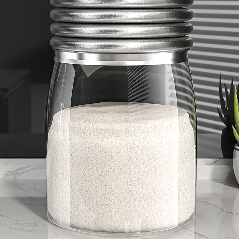 Кутия за съхранение на ориз за кухня, влагозащитена и устойчива срещу насекоми, прозрачен затворен съд за ориз и брашно, капацитет 6–7 л