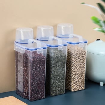 Японски стил буркан за зърнени храни, капацитет 2 кг, с уплътнение, влагозащитен и против насекоми