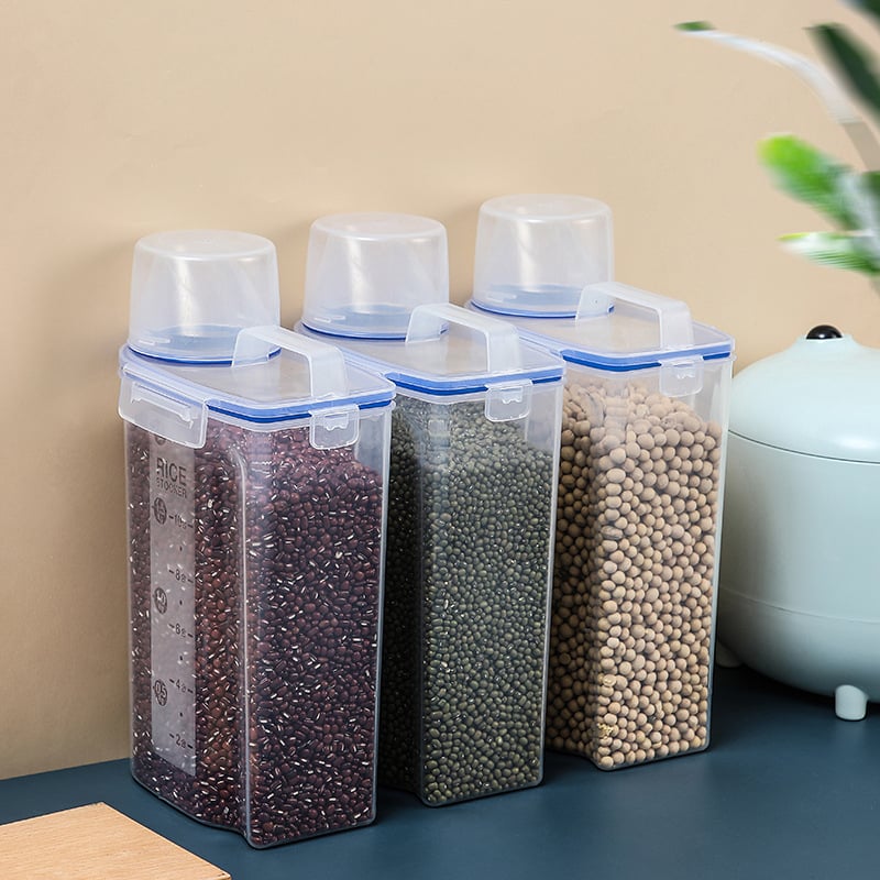Японски стил буркан за зърнени храни, капацитет 2 кг, с уплътнение, влагозащитен и против насекоми