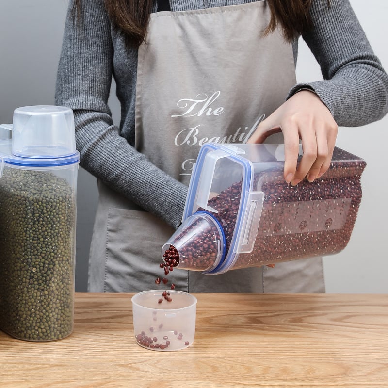 Японски стил буркан за зърнени храни, капацитет 2 кг, с уплътнение, влагозащитен и против насекоми
