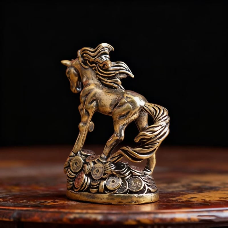 Ορείχαλκος ρετρό άλογο ζωδίου, διακοσμητικό γραφείου και φιγούρα για τσάι – άλογο που διώχνει τον άνεμο