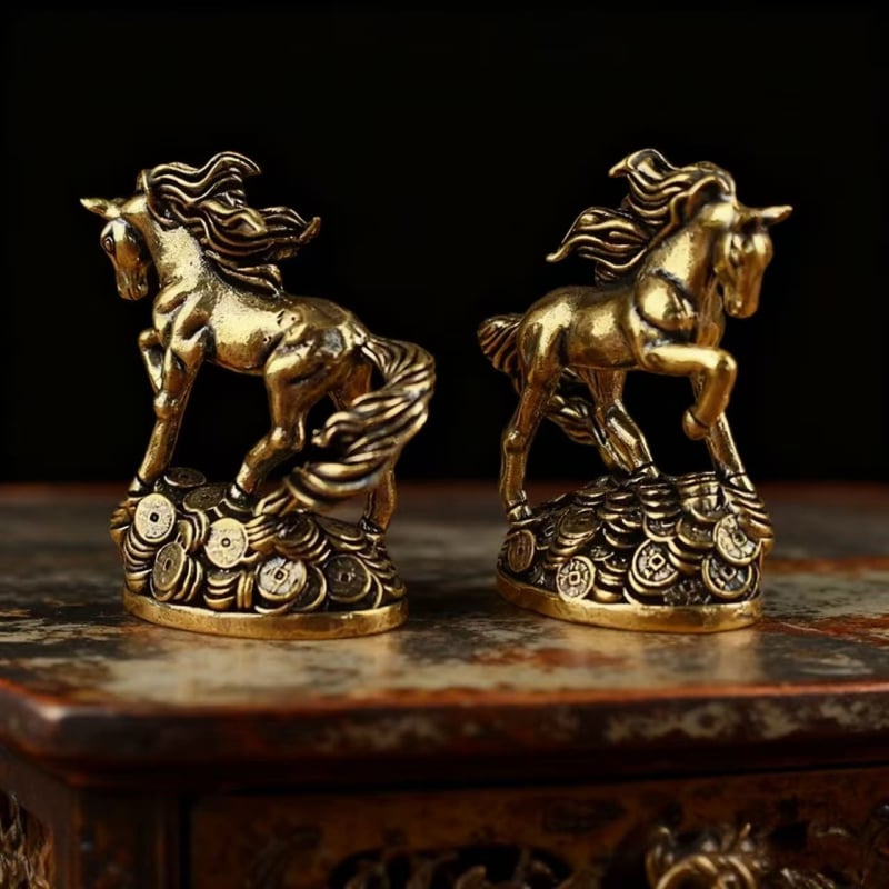 Ορείχαλκος ρετρό άλογο ζωδίου, διακοσμητικό γραφείου και φιγούρα για τσάι – άλογο που διώχνει τον άνεμο