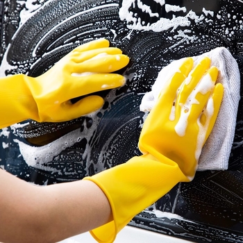 Латексни ръкавици за домакинство и миене на съдове, водоустойчиви, удебелени силиконово-резинови, издръжливи кухненски работни ръкавици
