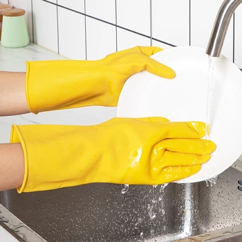 Латексни ръкавици за домакинство и миене на съдове, водоустойчиви, удебелени силиконово-резинови, издръжливи кухненски работни ръкавици