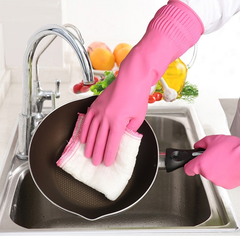 Klinley гумени ръкавици за домакинство, неплъзгащи се за почистване, кухненски ръкавици за защита при работа, за миене на съдове и пране, издръжлив модел E97000