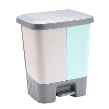 Кош за отпадъци с педал, разделно събиране на мокри и сухи отпадъци, с капак