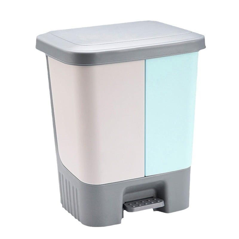 Кош за отпадъци с педал, разделно събиране на мокри и сухи отпадъци, с капак