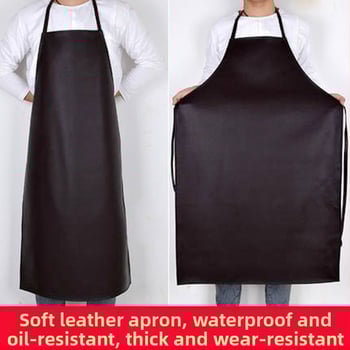 Αδιάβροχη και ανθεκτική στα λίπη ποδιά από μαλακό δέρμα, ενισχυμένη κατασκευή, μεσαίου μήκους με επέκταση, για κουζίνα και οικιακές δουλειές, μεγάλο μέγεθος, ανθεκτική στη φθορά