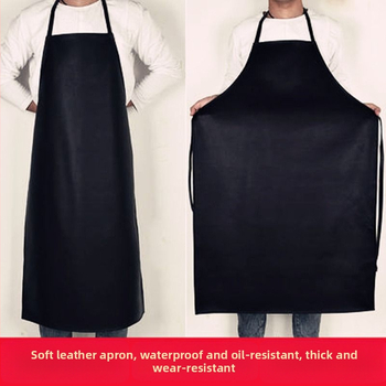 Αδιάβροχη και ανθεκτική στα λίπη ποδιά από μαλακό δέρμα, ενισχυμένη κατασκευή, μεσαίου μήκους με επέκταση, για κουζίνα και οικιακές δουλειές, μεγάλο μέγεθος, ανθεκτική στη φθορά