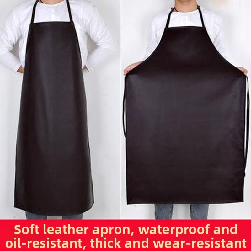 Αδιάβροχη και ανθεκτική στα λίπη ποδιά από μαλακό δέρμα, ενισχυμένη κατασκευή, μεσαίου μήκους με επέκταση, για κουζίνα και οικιακές δουλειές, μεγάλο μέγεθος, ανθεκτική στη φθορά