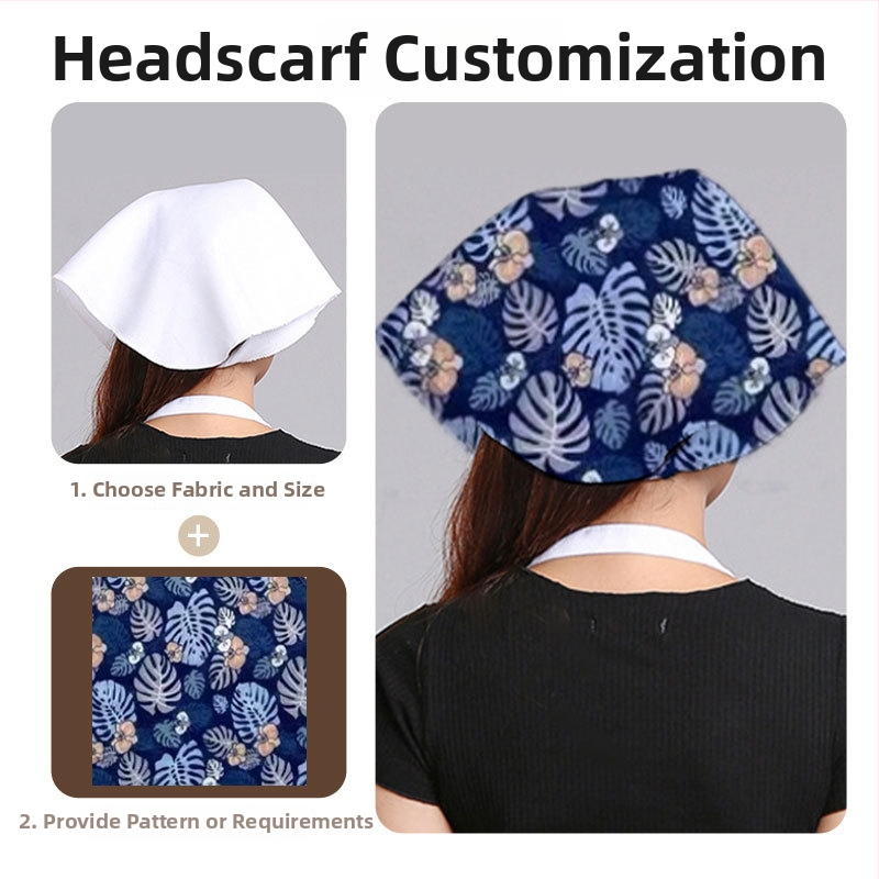 Εκτυπωμένα μανίκια για στολές σερβιτόρων εστιατορίου, τριγωνικό φουλάρι κεφαλής με προσαρμογή λογότυπου