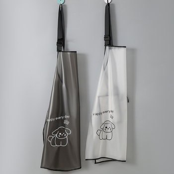 Διάφανη ποδιά κουζίνας από TPU, αδιάβροχη και ανθεκτική στο λίπος, με ρυθμιζόμενο λαιμό και χωρίς μανίκια, γλυκό σχέδιο κινούμένων σχεδίων