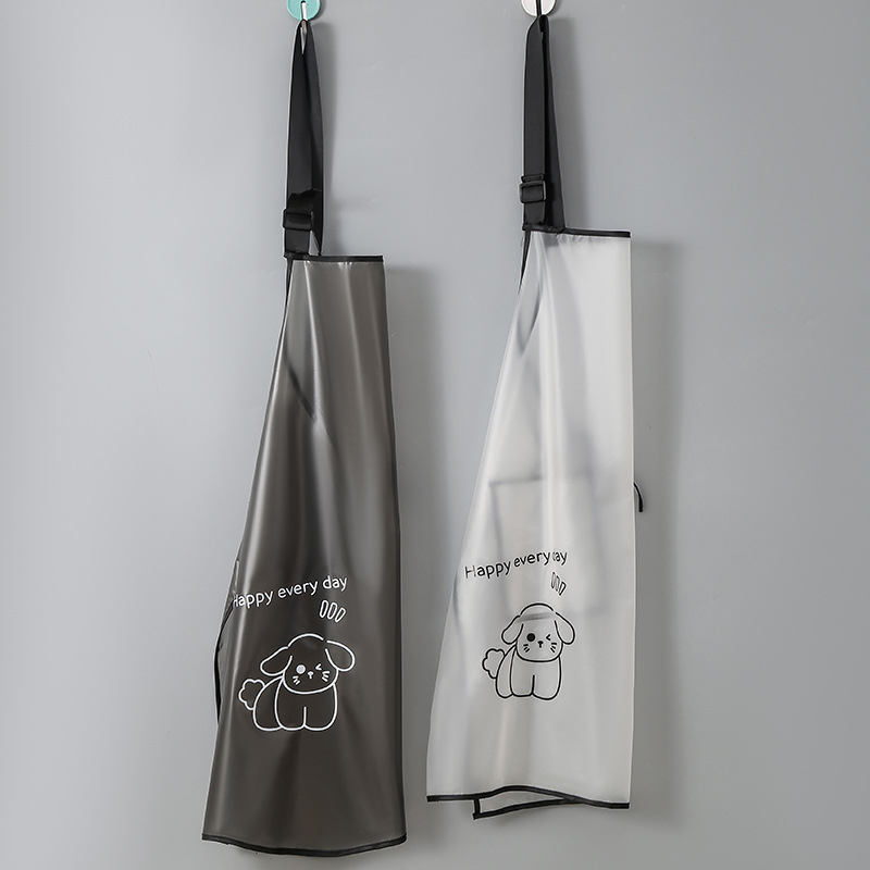 Διάφανη ποδιά κουζίνας από TPU, αδιάβροχη και ανθεκτική στο λίπος, με ρυθμιζόμενο λαιμό και χωρίς μανίκια, γλυκό σχέδιο κινούμένων σχεδίων