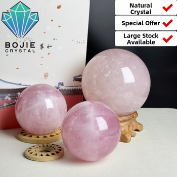 Ružový kremeň kryštálová guľa – dekorácia, nočné svetlo, prispôsobiteľné