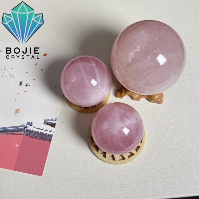 Ružový kremeň kryštálová guľa – dekorácia, nočné svetlo, prispôsobiteľné