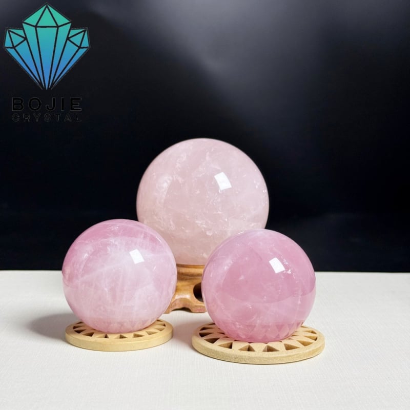 Ružový kremeň kryštálová guľa – dekorácia, nočné svetlo, prispôsobiteľné
