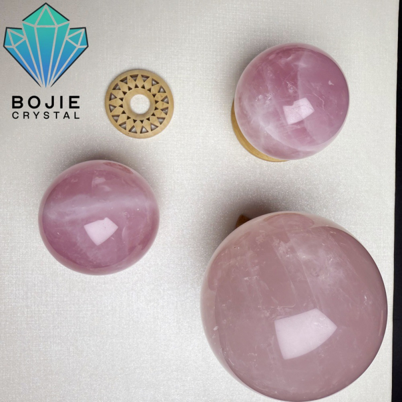 Ružový kremeň kryštálová guľa – dekorácia, nočné svetlo, prispôsobiteľné