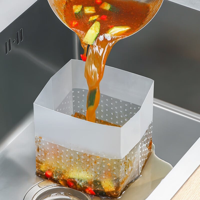 Σακούλα φίλτρου νεροχύτη μιας χρήσης, με αυτοστήριξη για απόστραγγιση, αποτρέπει το φράξιμο και συγκρατεί τα υπολείμματα στον πυθμένα