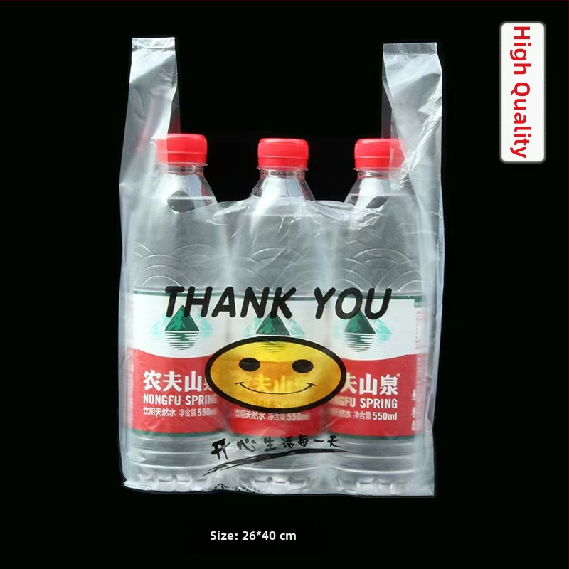 Πυκνή διαφανής πλαστική σακούλα με χαμογελαστό πρόσωπο για παραλαβή φαγητού, συσκευασία φρούτων και αγορές