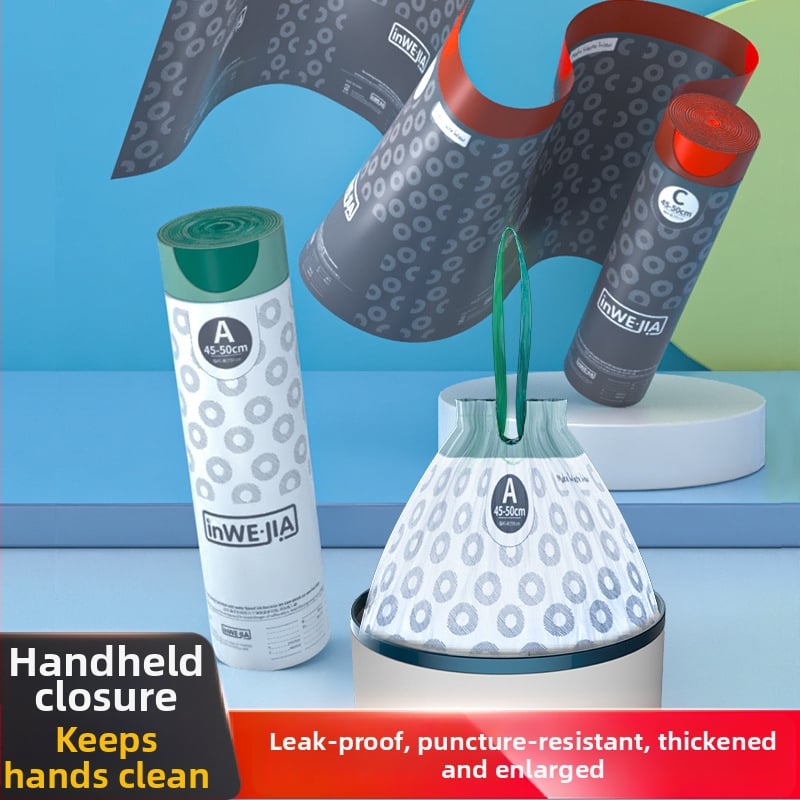 inwejia Σακούλες απορριμμάτων με κορδόνι, οικιακές, φορητές, παχύτερες, μεγάλες, για κουζίνα