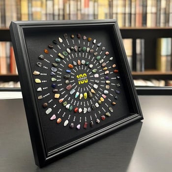 100 вида естествени минерални образци: сурови кристални камъни, рамка за снимки и декоративни висящи картини, изискан подарък