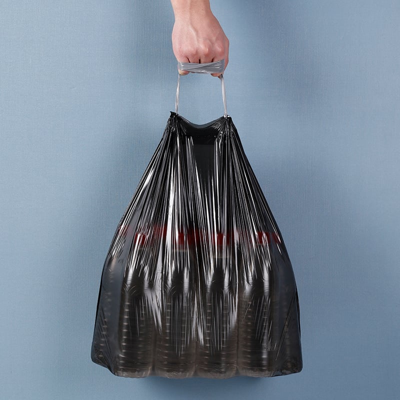 Meiliya σακούλες απορριμμάτων με κορδόνι, οικιακής χρήσης, παχύτερες, μιας χρήσης, σετ 100 τεμάχια