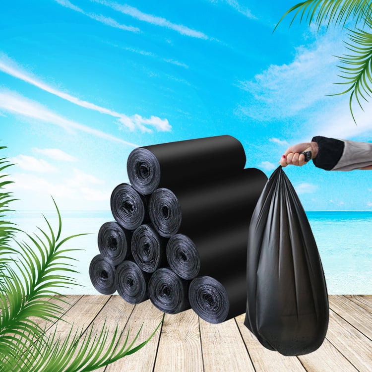 Weiliya Μαύρες χοντρές μεγάλες σακούλες απορριμμάτων, 60×80 εκ., ρολό, PE υλικό, για κουζίνα και ξενοδοχεία