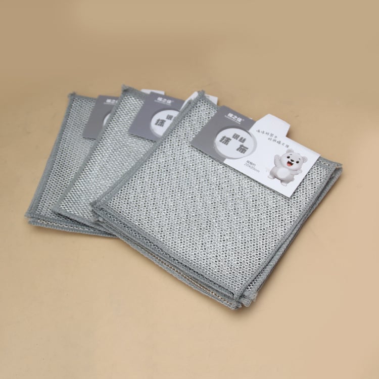 Неслипваща кърпа за съдове с метална тел, едностранна сребърна нишка, подходяща за тенджери и купи; многофункционална кухненска кърпа