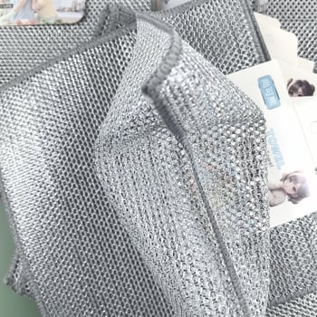 Bochen 25×25 см абразивна подложка за съдове от нетъкан текстил, с ивици, за миене на тигани и купи, маслоустойчива и ефективна за почистване