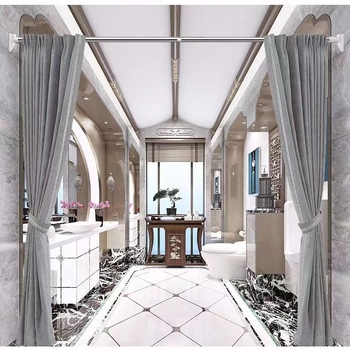 Телескопична пръчка от неръждаема стомана без пробиване – за гардероб, сушене на дрехи и завеси за баня и спалня