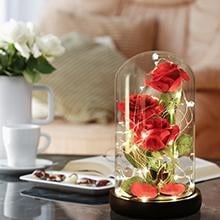 Τριαντάφυλλο υπό γυάλινο θόλο – νυχτερινό φως με διατηρημένο λουλούδι, διακοσμητικό δώρο για τη μητέρα και τη γιορτή του Αγίου Βαλεντίνου